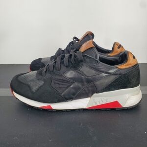 Diadora Heritage Trident 91 Made In Italy Black Tan Leather Sneakers  12.5 Shoes